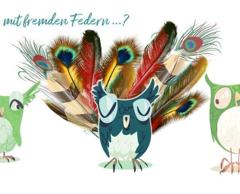 mit fremden federn geschmückte vögel